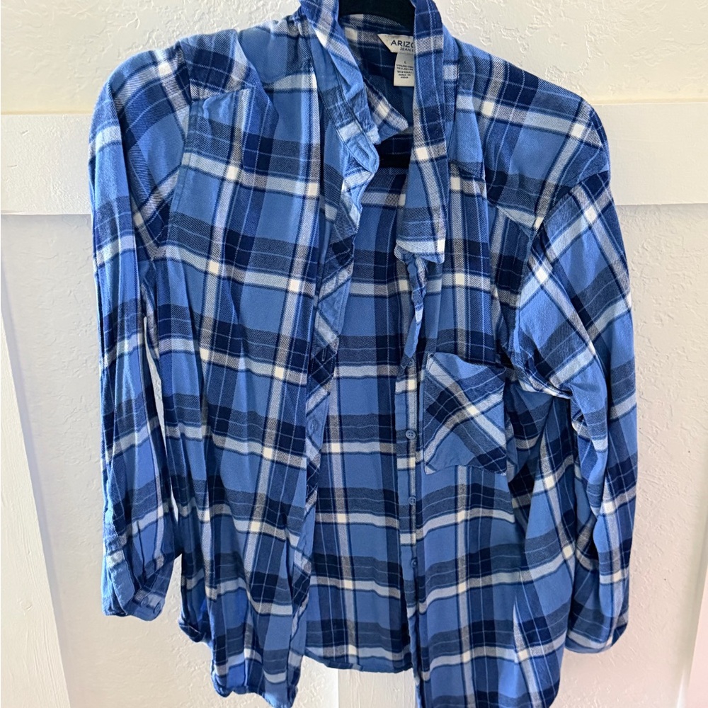 Light Blue Plaid Button-Up Shirt